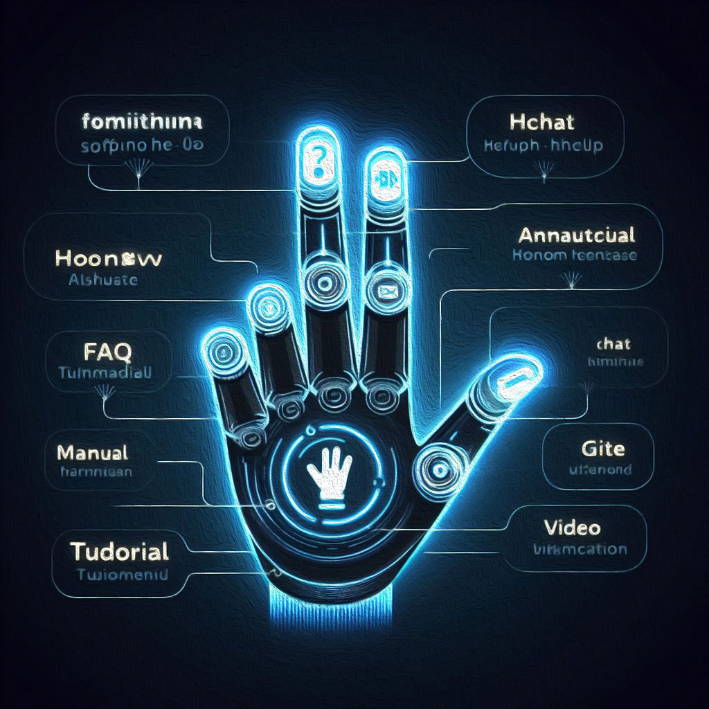 logo d'une main cybernetique représentant un service d'aide a l'utilisaton de logiciel